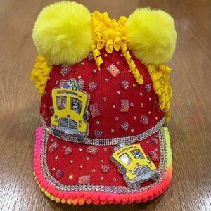 Red and Yellow Pom Pom Bluey Cap